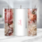 Bride tumbler surrounded by confetti
Elegant pink and white custom party tumblers, 
Bridal crew tumblers lined up; Bride's cup on counter